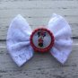 6 New Handmade Lace Bows With Bottle Caps Minnie Mouse Black Red White
