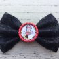 6 New Handmade Lace Bows With Bottle Caps Minnie Mouse Black Red White