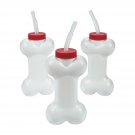 Molded Dog Bone Cups with straw (set of 12) 14 oz - Birthday Party Supplies