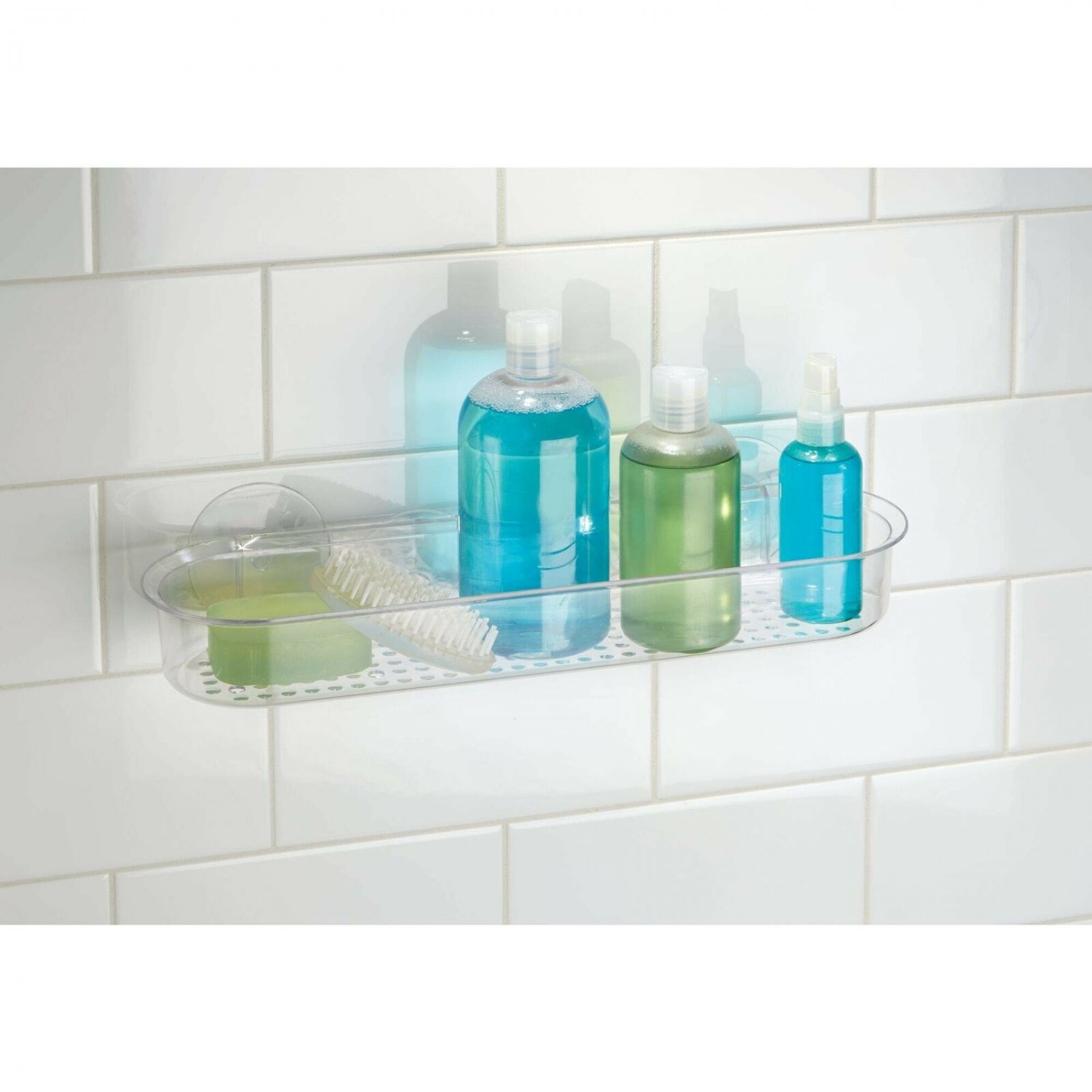 iDesign Plastic Bathroom Suction Holder, Shower Organizer Shelf Basket for Sp...