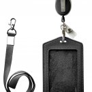 ID Card Case + Heavy Duty Lanyard (Black) + Badge Holder Retractable Reel Car...
