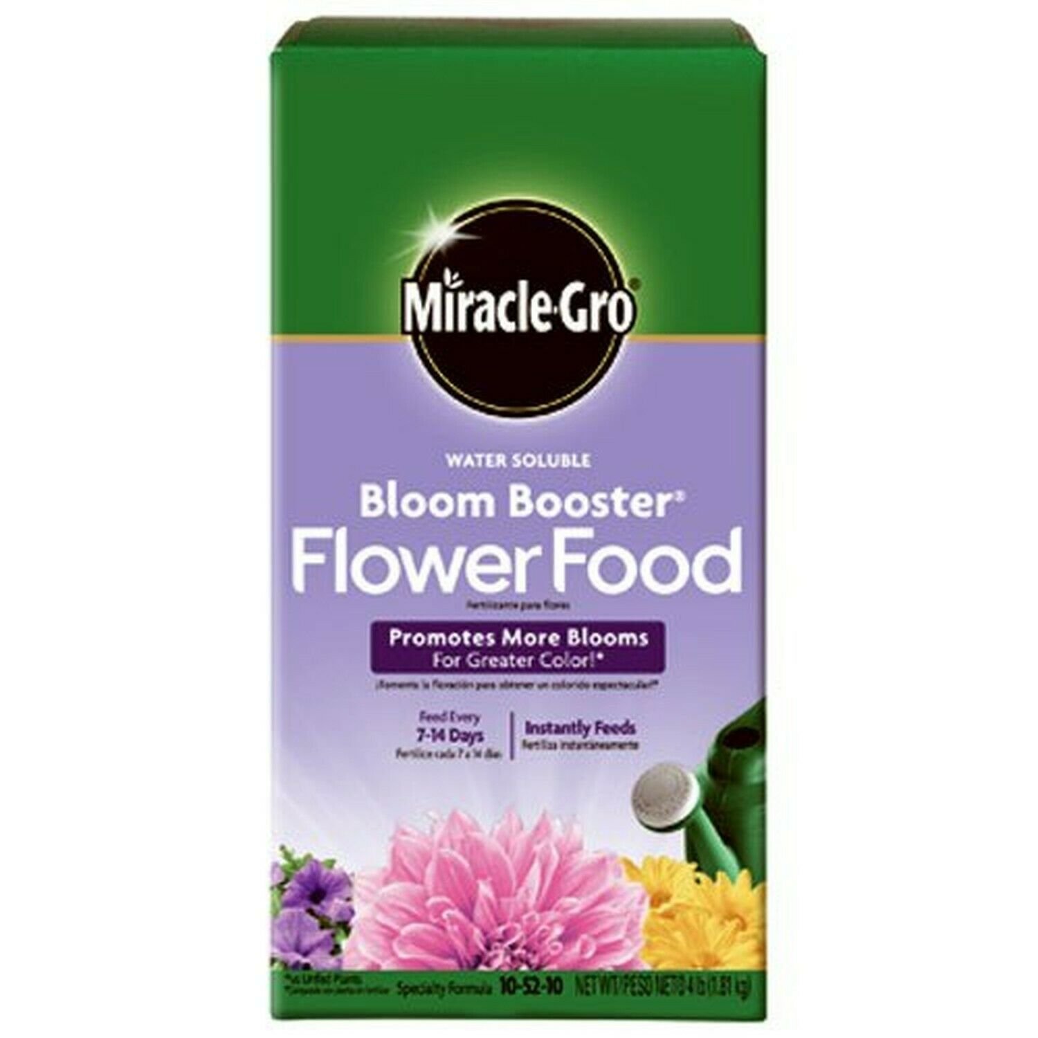 Miracle-GRO 146002 Water Soluble Bloom Booster Flower Food, 10-52-10, 4 lb, B...