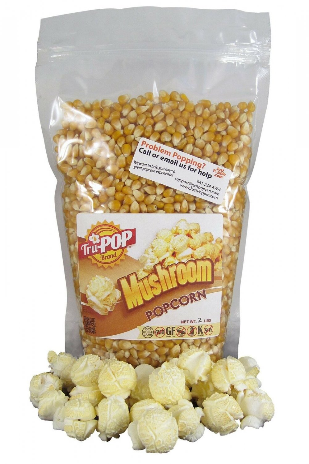 Mushroom Popcorn Kernels 2 Lbs - Just Poppin Brand 2 Pound
