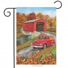 Autumn Bridge Garden Flag Fall Pickup Truck Covered Bridge 12.5" x 18"