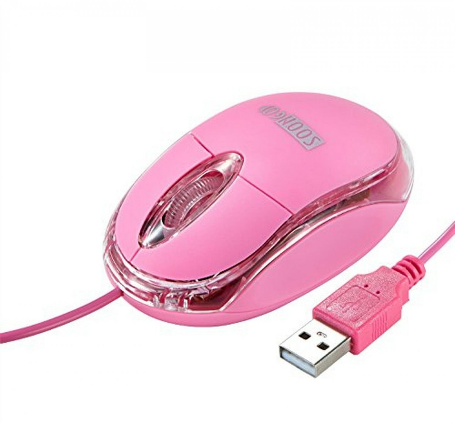 Mini Optical Wired Ergonomic Mouse LED Light Pink Computer Notebook Laptop Mi...
