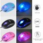 Mini Optical Wired Ergonomic Mouse LED Light Pink Computer Notebook Laptop Mi...