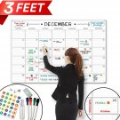X Large Dry Erase Wall Calendar - 24"x 36" Premium Giant Oversized Undated Er...