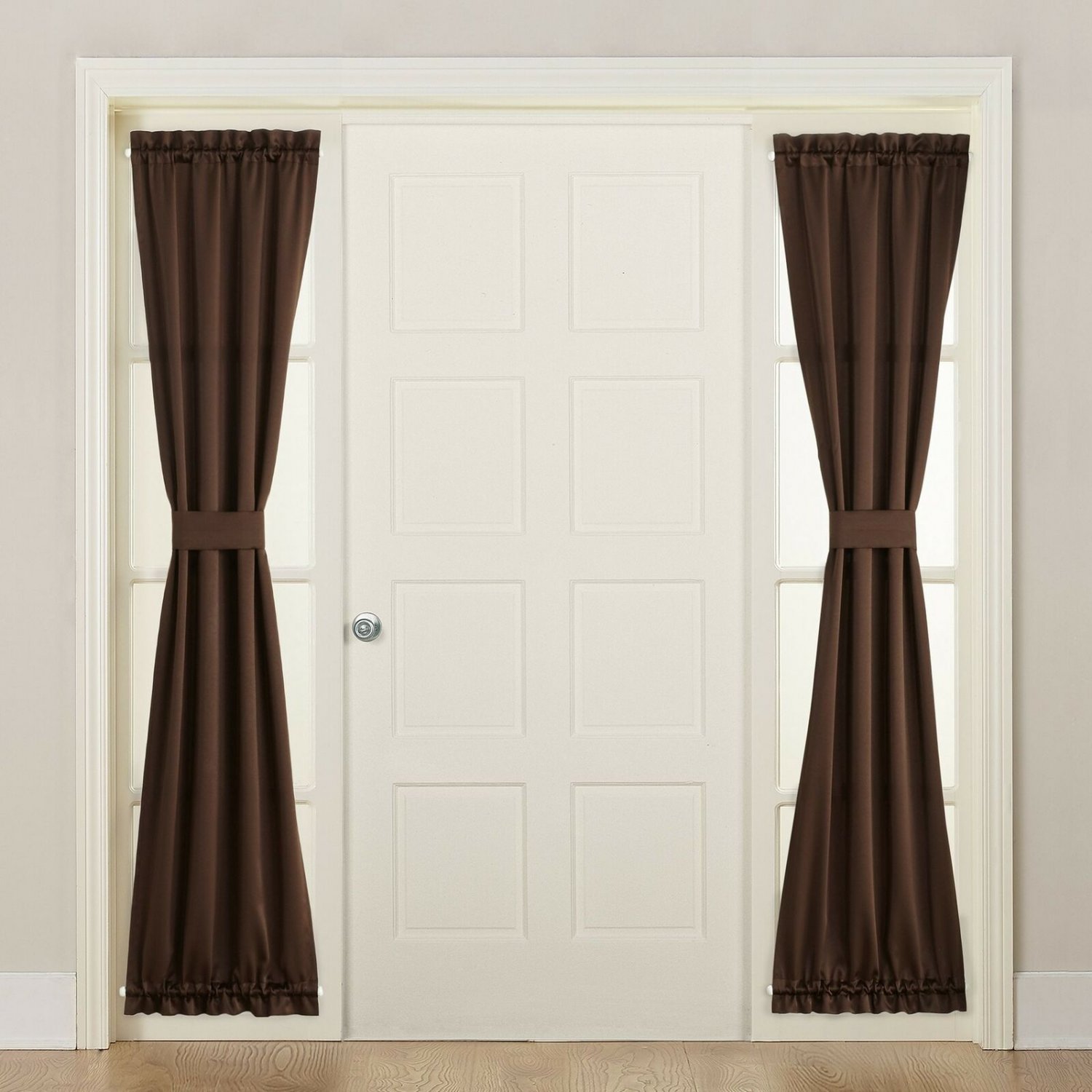 Sun Zero Barrow Front Door Sidelight Curtain Panel with Tie Back, 26" x 72", ...