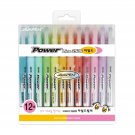 JAVAPEN rainbow pastel Highlighter brush Chisel Tip Pens (Mild colors 12 pens...