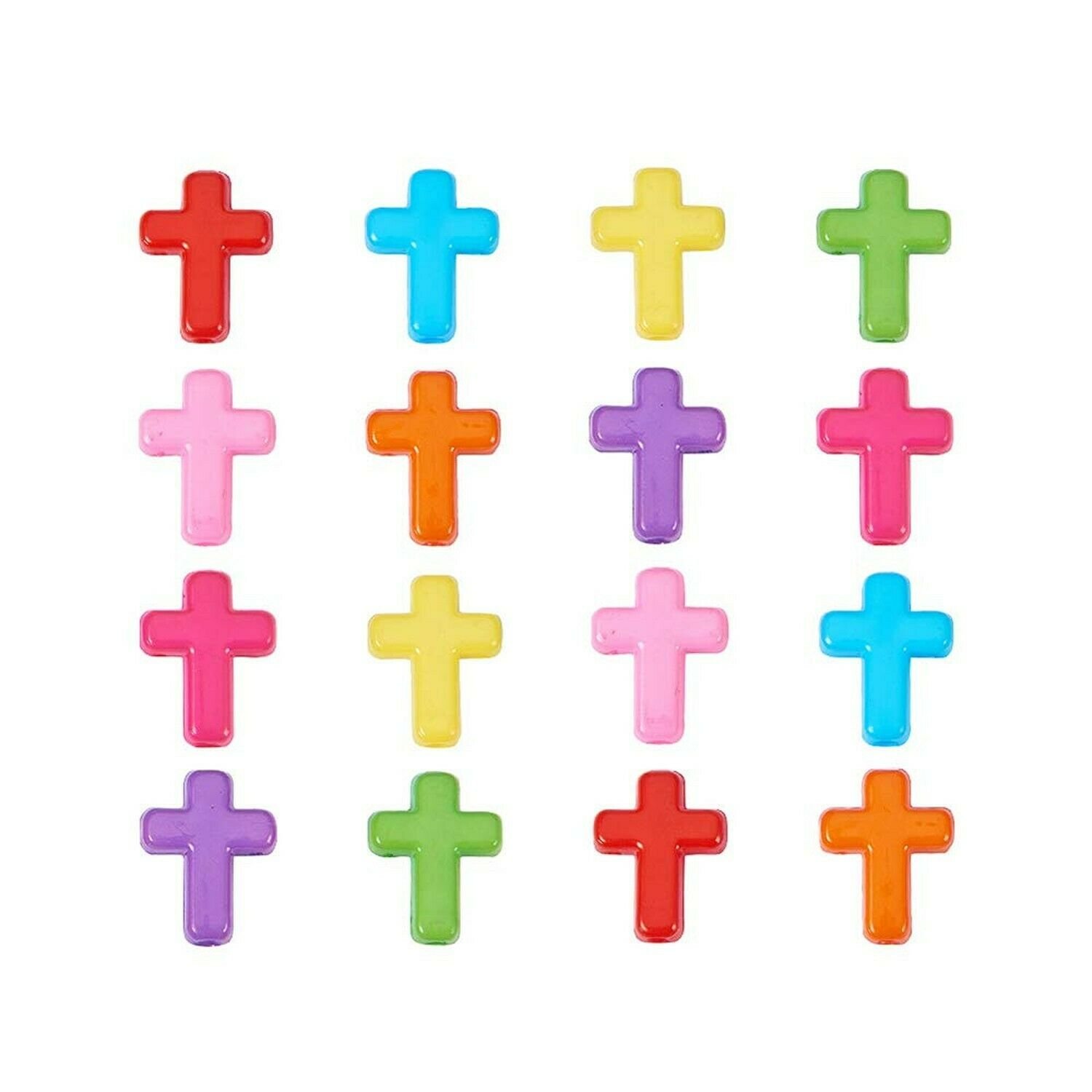PH PandaHall 100pcs Mixed Color Chunky Acrylic Cross Beads (16x12x4.5mm), Can...