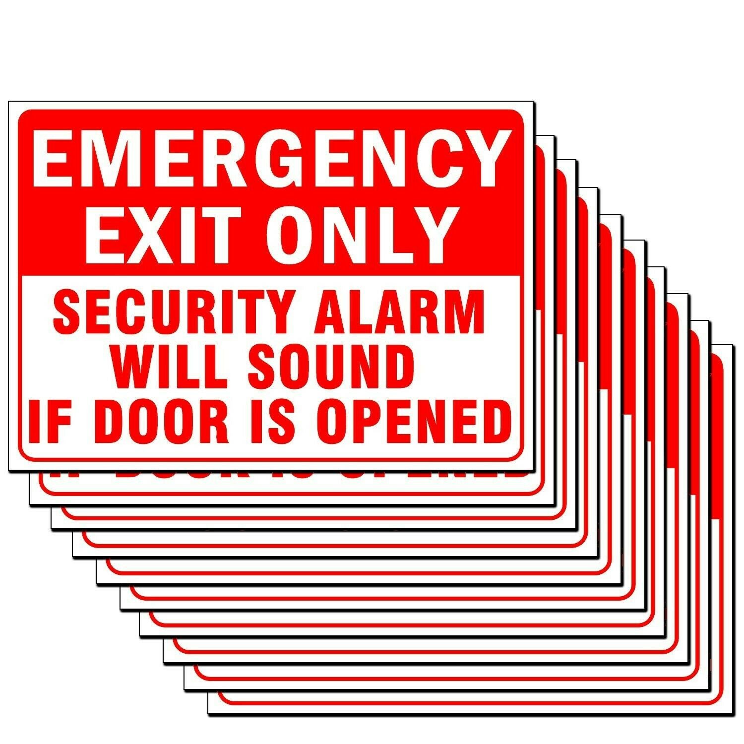 Emergency Exit Only Security Alarm Will Sound 10 Pack Decal Sticker 10 x 7 In...