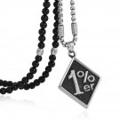BLEUM CADE Men's Cool 316L Stainless Steel 1% er Pendant Necklace,Black Natur...