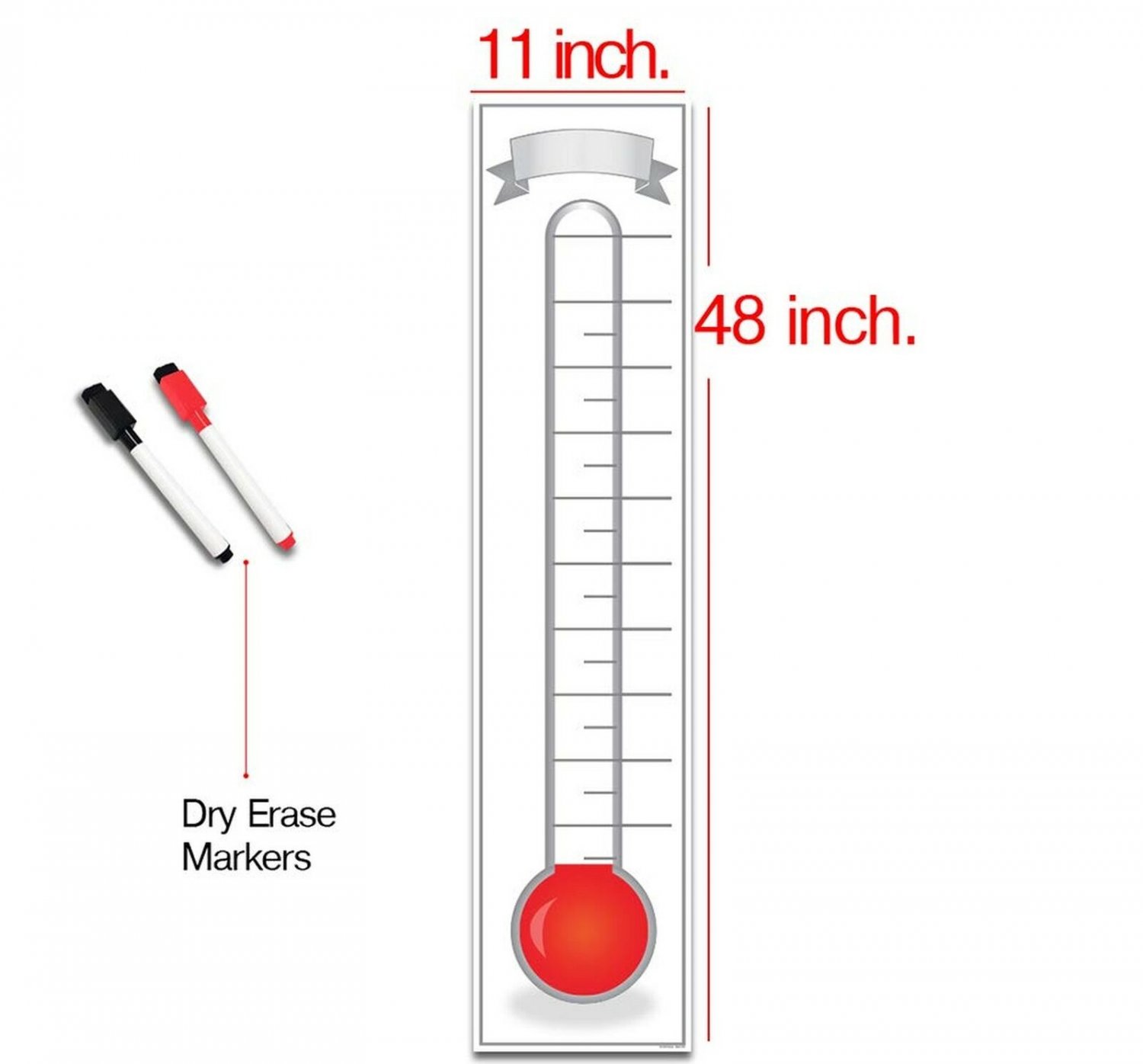 Fundraising Thermometer Goal Setting Chart Dry Erase Reusable