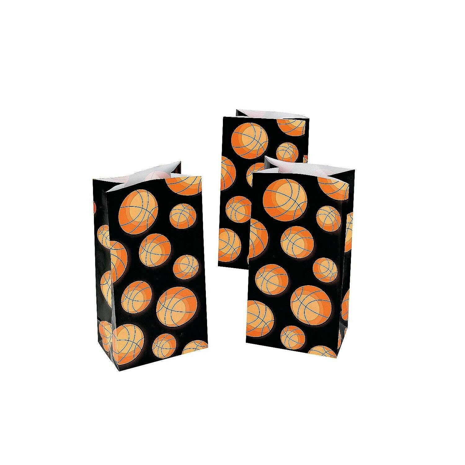 Fun Express - Basketball Print Paper Bags (dz) for Party - Party Supplies - B...