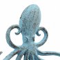 Stonebriar Cast Iron Octopus Decorative Wall Hook, Unique Ocean Design, Blue