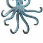 Stonebriar Cast Iron Octopus Decorative Wall Hook, Unique Ocean Design, Blue