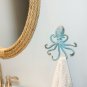 Stonebriar Cast Iron Octopus Decorative Wall Hook, Unique Ocean Design, Blue