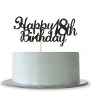 Happy 18th Birthday Cake Topper, Black Glitter Cheers To 18 Years Cake Topper...