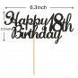 Happy 18th Birthday Cake Topper, Black Glitter Cheers To 18 Years Cake Topper...