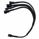 3-Pin Female to 4 x 3-Pin Male Computer Case Fan Splitter Power Connector Bla...