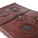 FABIYANO Large And Big Book Of Shadow 13" Five 5 Stone Leather Journal Diary ...