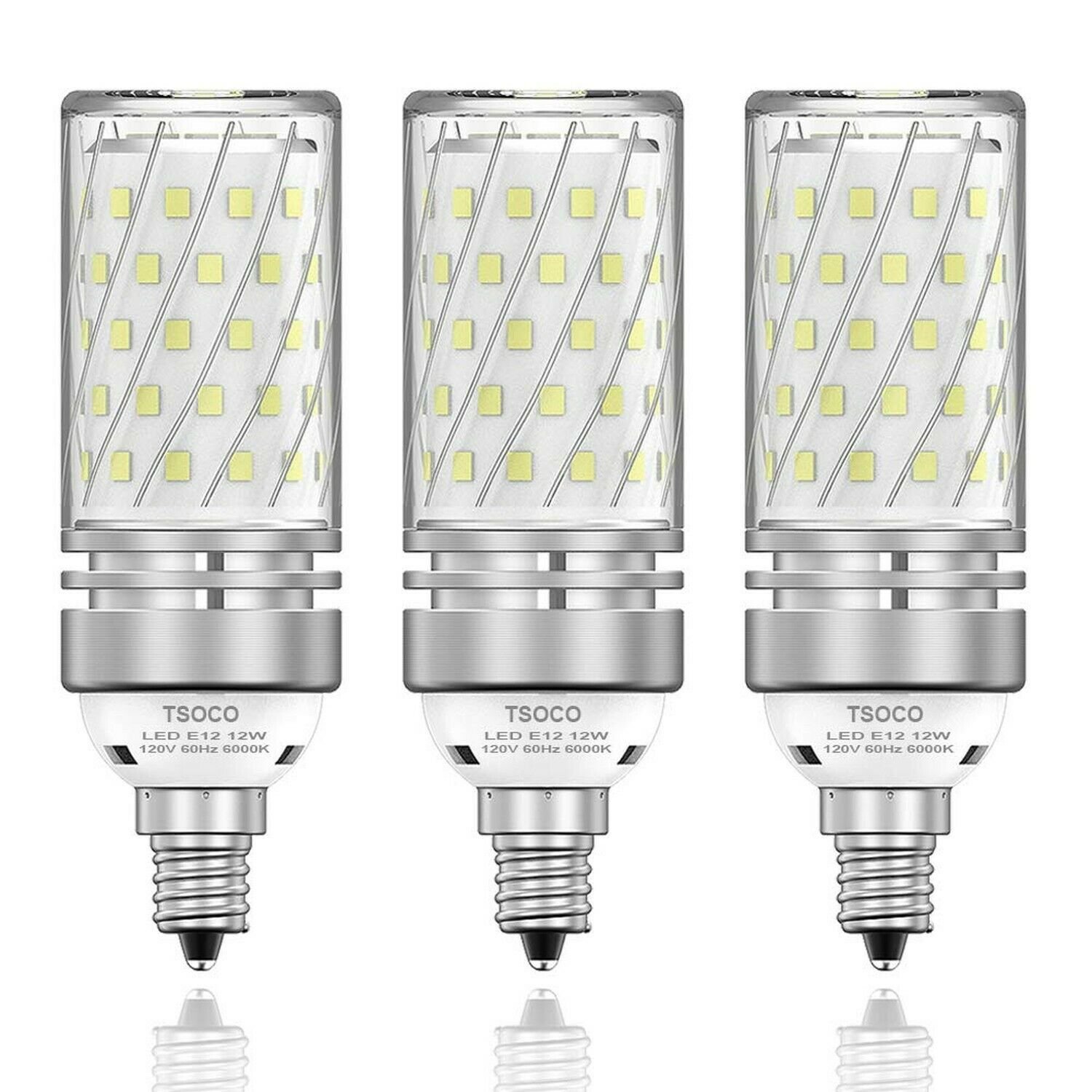 TSOCO E12 LED Bulbs,12W LED Chandelier Light Bulbs,100 Watt Equivalent,6000K ...