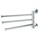 MyGift Stainless Steel Wall Mounted Bathroom Kitchen 3 Swing Arm Towel Bars D...