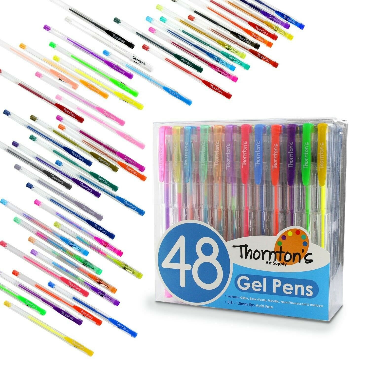 Thornton's Art Supply Premium Assorted Colors Gel Pens Value Set, Assorted In...
