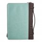 Bible Cover, Blessed Is She, Light Blue and Brown, Large