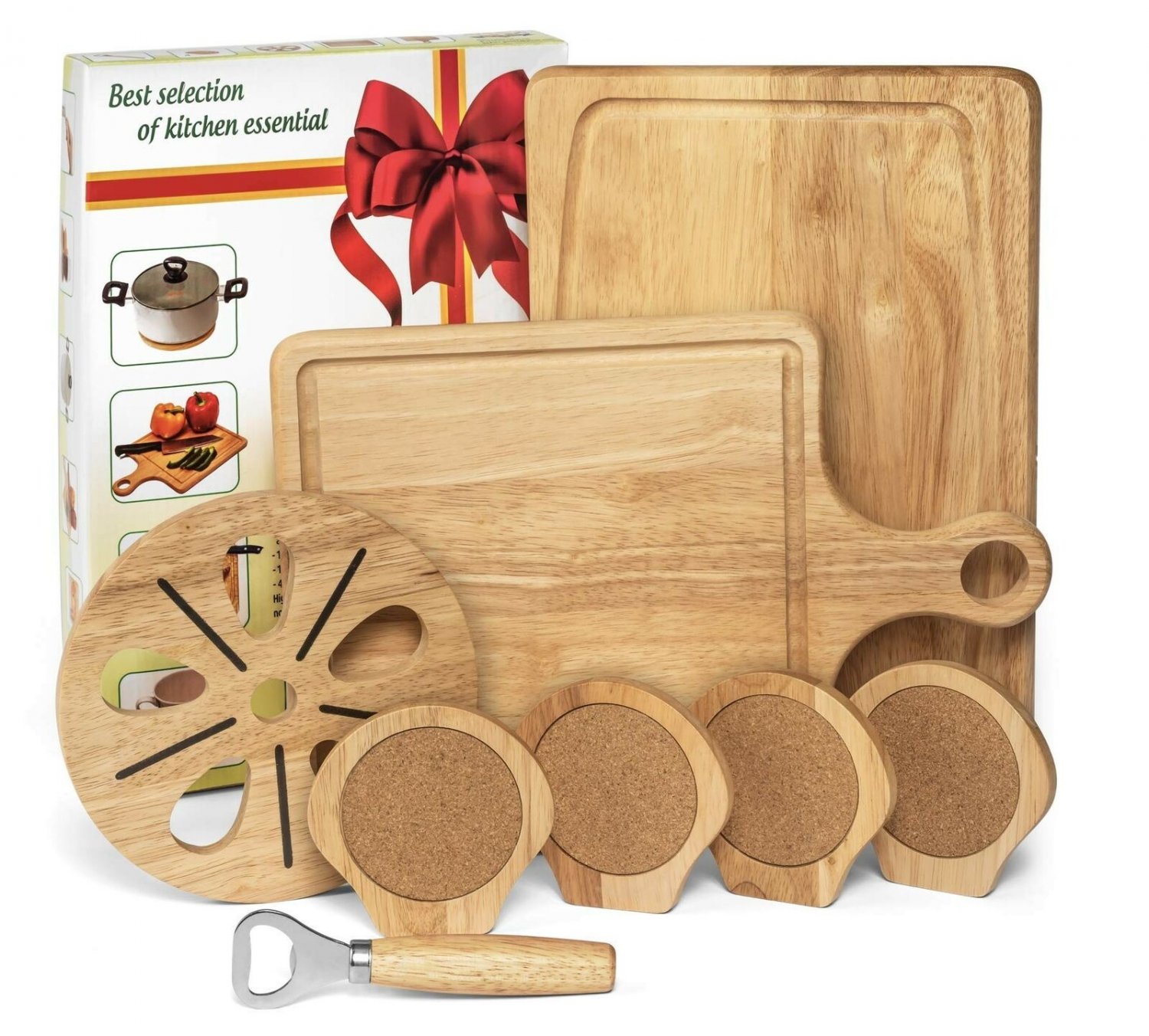 Large Wood Cutting Boards for Kitchen Set - Includes 2 All-Natural Wooden Cut...