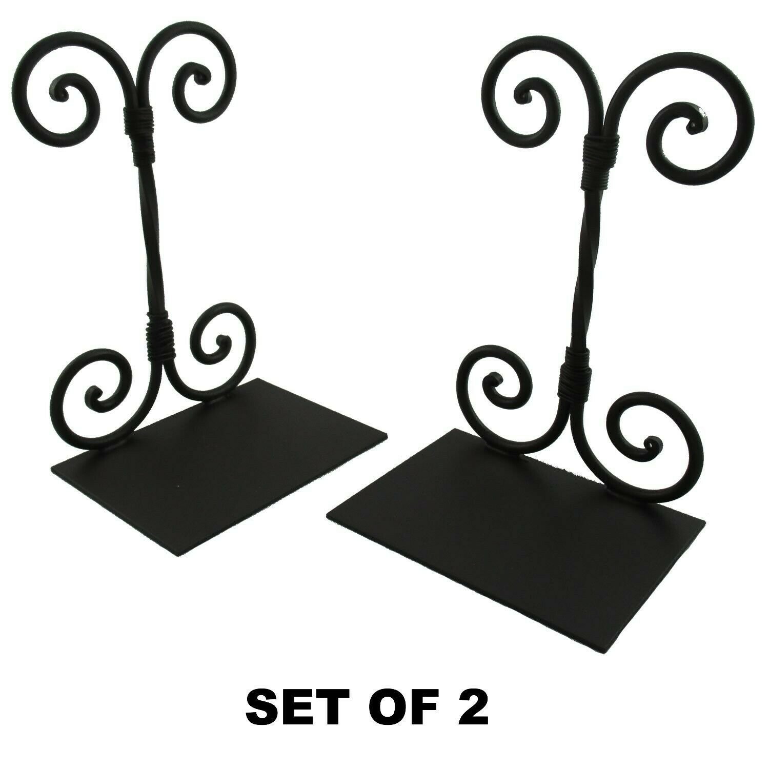 Decorative Twirled Scroll Bookends (2) Vintage Antique Style Wrought Iron Metal
