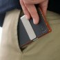 F&H Minimalist Slim Leather Wallet Money Clip Holds 8 Cards Charcoal / Rust