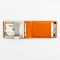 F&H Minimalist Slim Leather Wallet Money Clip Holds 8 Cards Charcoal / Rust