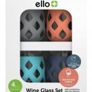 Ello Cru 17 Oz Stemless Wine Glass Set with Silicone Sleeves, Paloma (4-Pack)