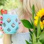 Ello Cru 17 Oz Stemless Wine Glass Set with Silicone Sleeves, Paloma (4-Pack)