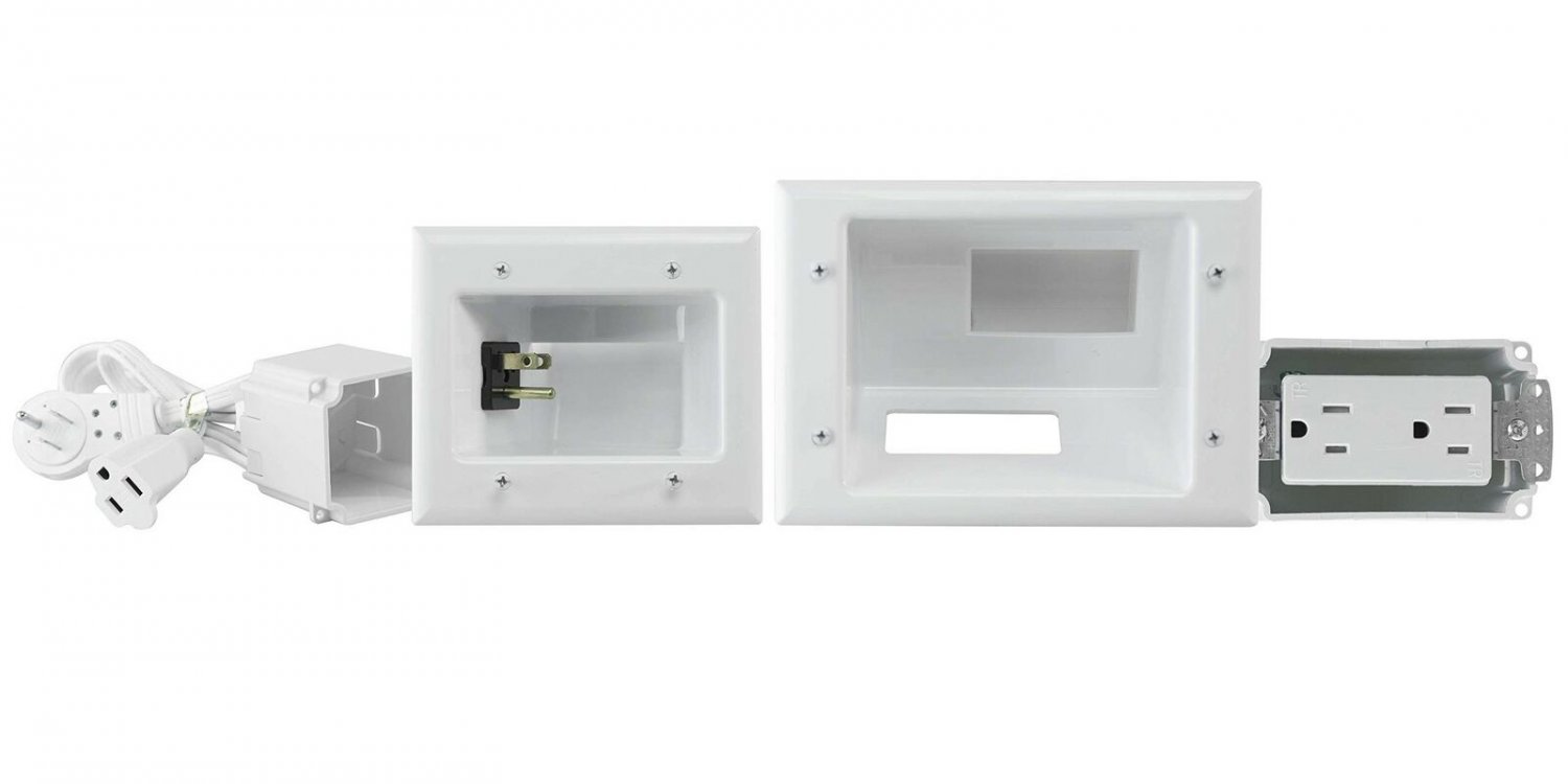 DataComm Electronics 45-0028-WH Recessed Pro-Power Kit with Duplex Surge Supp...