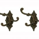 Cast Iron Swivel Wall Hook Bracket with 3 Hooks - Set of 2