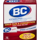 BC Powder | Cold & Flu Relief | Acetaminophen | 12 Count | 3 Pack