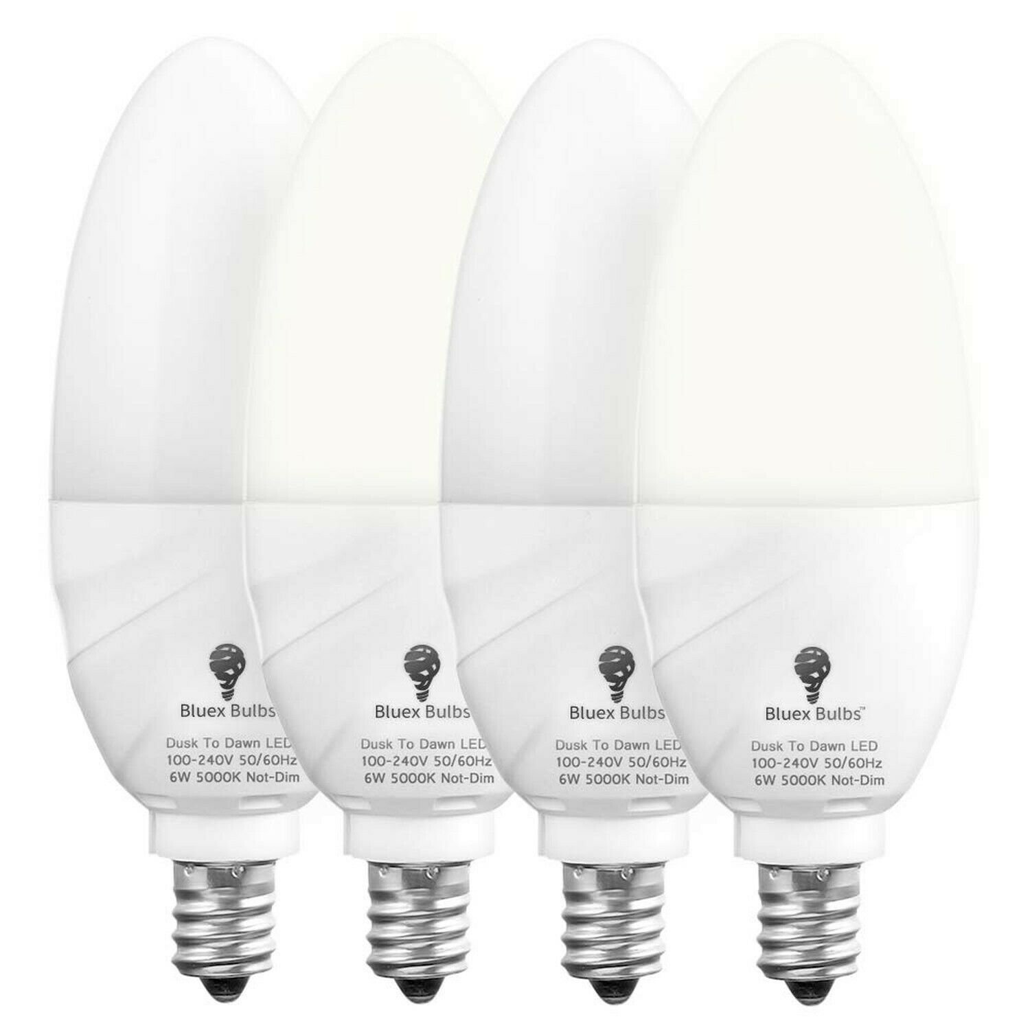4 Pack BlueX Dusk to Dawn LED Bulbs, 6W E12 Base Light Bulb - 65W Equivalent ...