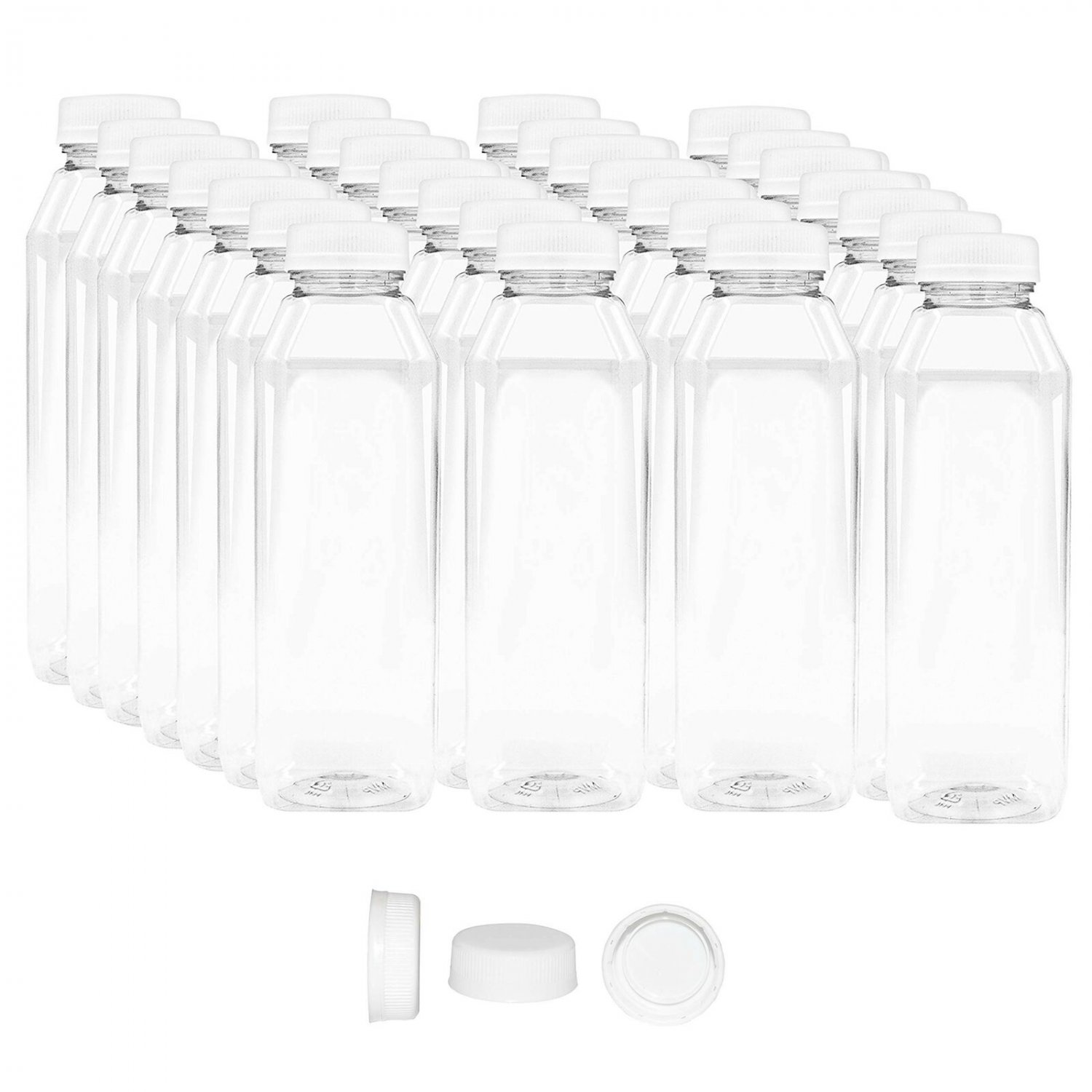 16 OZ Empty PET Plastic Juice Bottles - Pack of 35 Reusable Clear Disposable ...