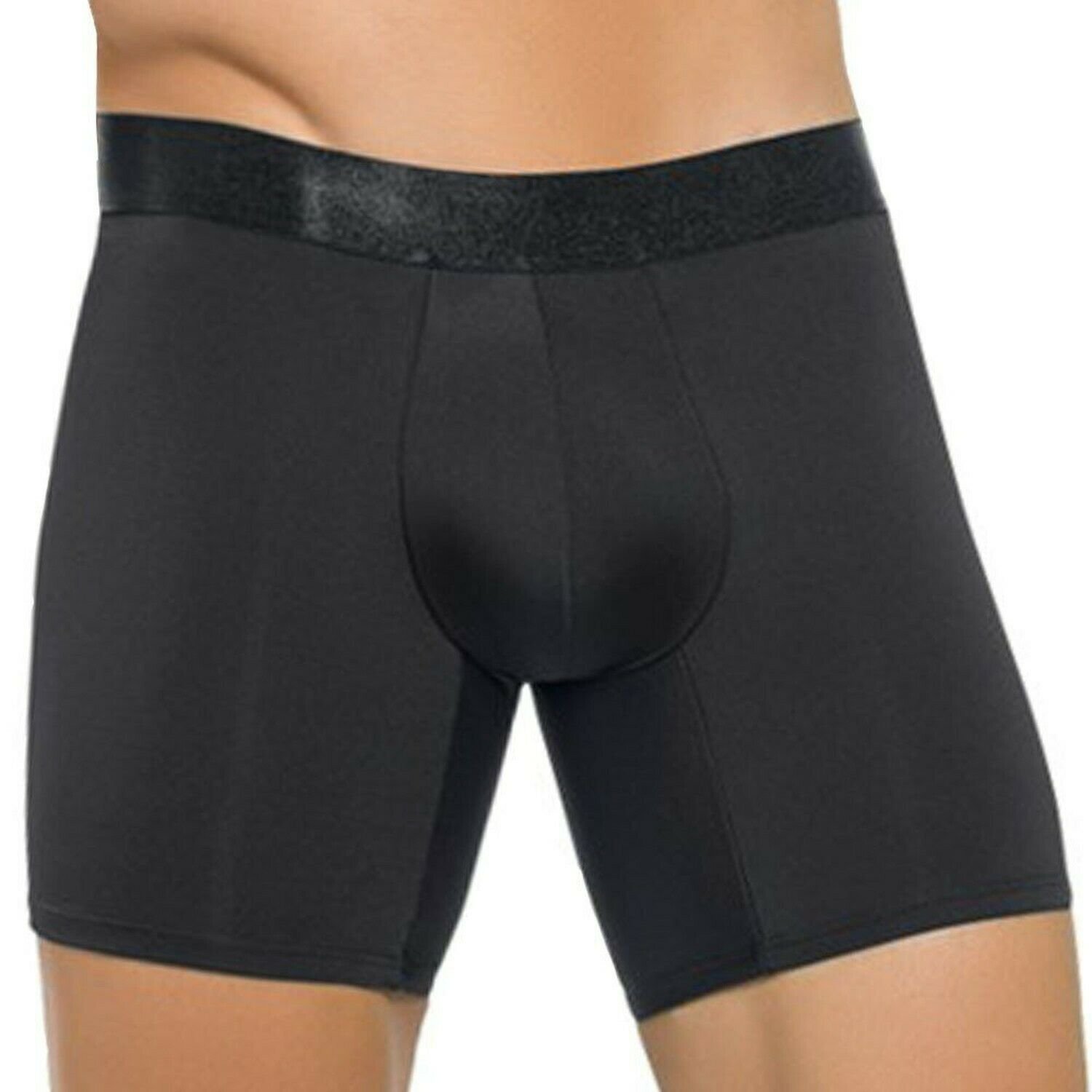 Leo Men's Butt Lifter Padded Underwear Boxer Brief Medium Black