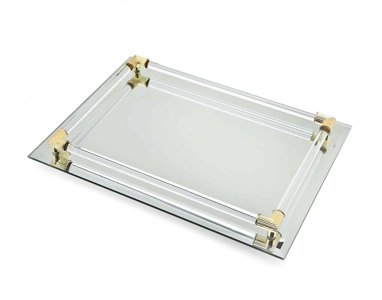 Mirror Tray Vanity Tray Serving Tray with Crystal Border - 9" x 14"