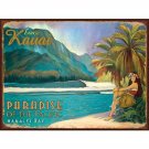 Exotic Kauai Metal Sign: Surfing and Tropical Decor Wall Accent 12"x16"