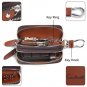 Contacts Genuine Leather Double Zipper Car Key Case Holder Wallet Key Bag Brown