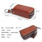 Contacts Genuine Leather Double Zipper Car Key Case Holder Wallet Key Bag Brown