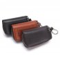 Contacts Genuine Leather Double Zipper Car Key Case Holder Wallet Key Bag Brown