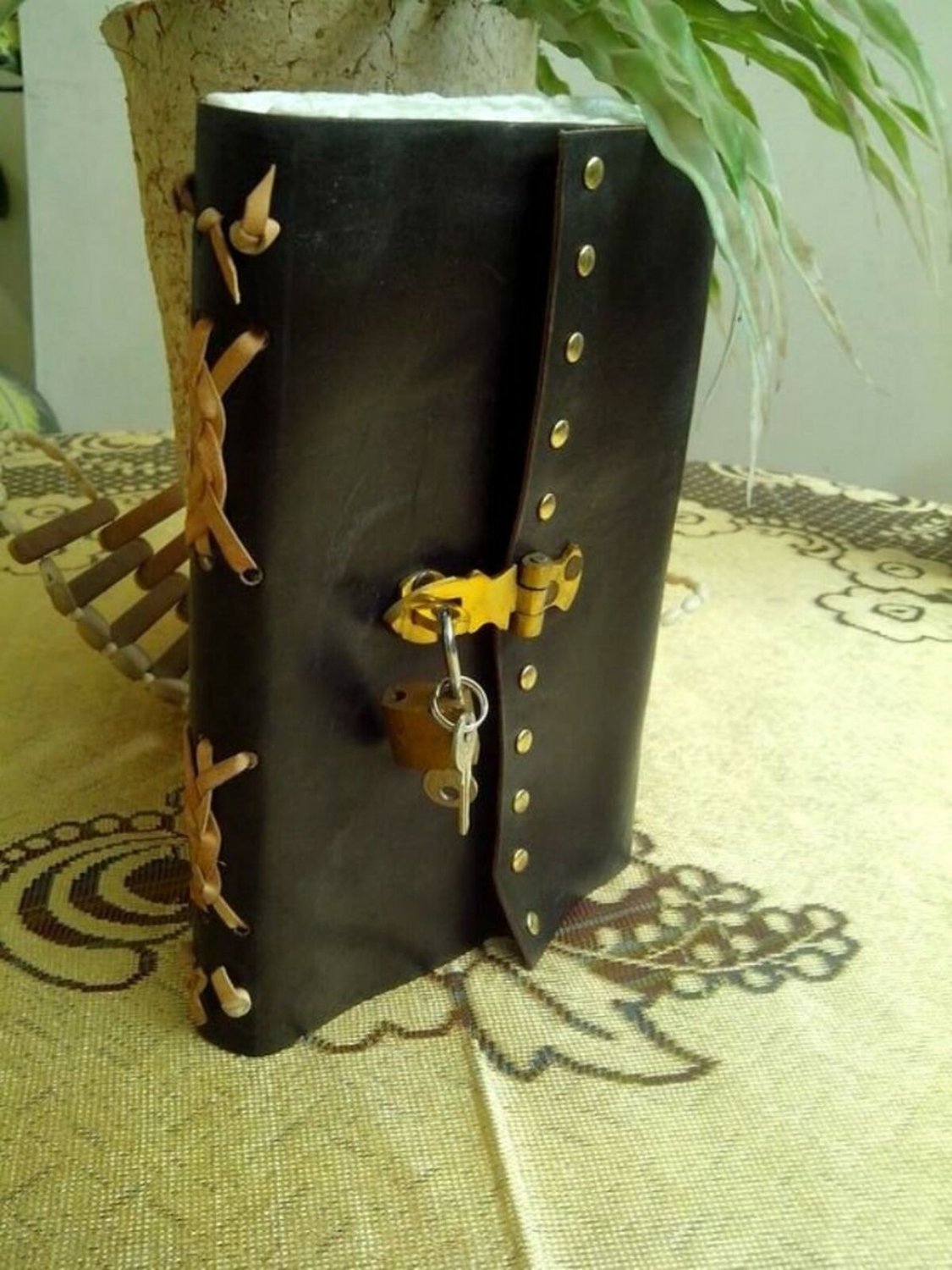 QualityArt handmade leather Journal real lock and key artist book Sketchbook ...