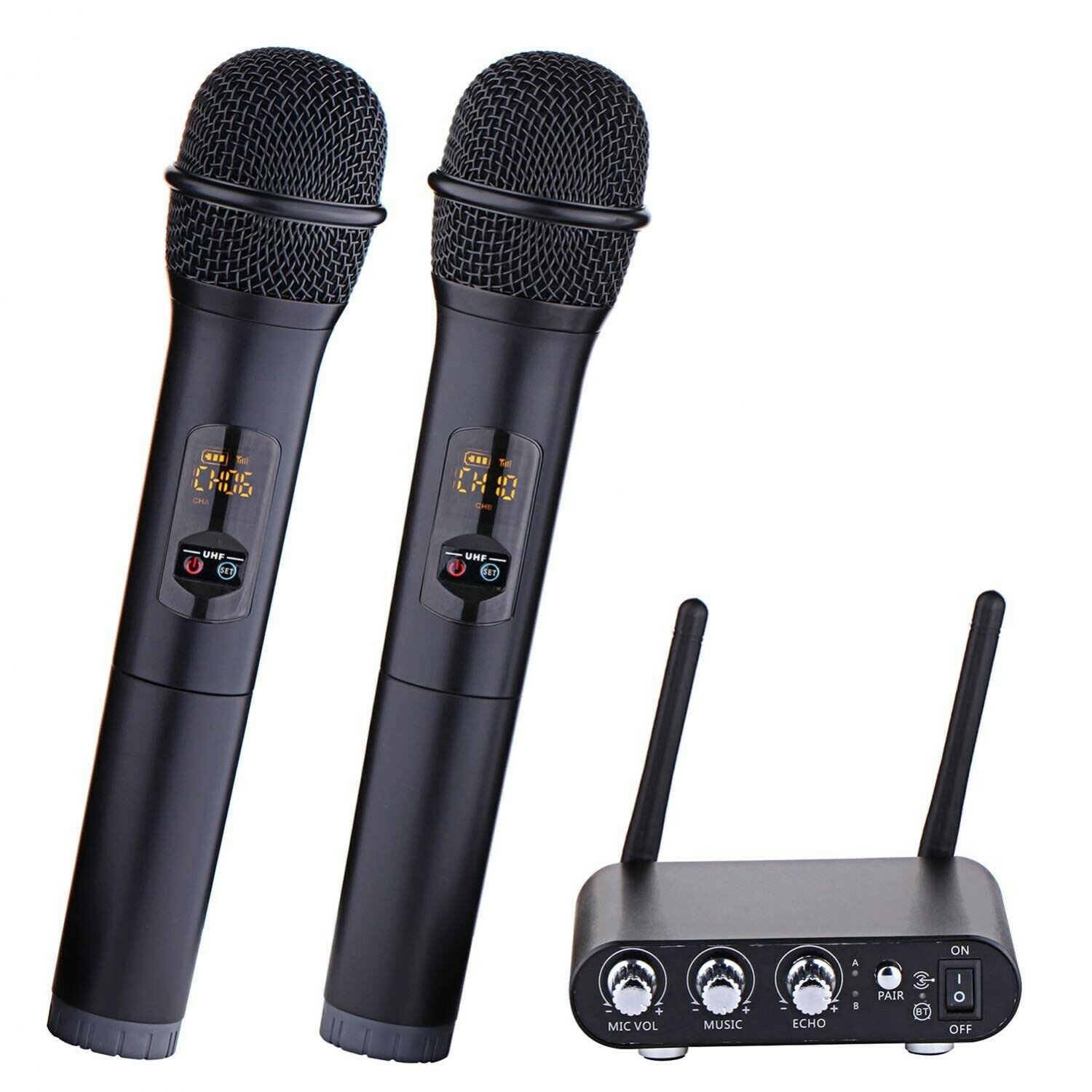 Dual Channel Wireless Microphone, XG-WIN UHF Wireless Microphone System ...