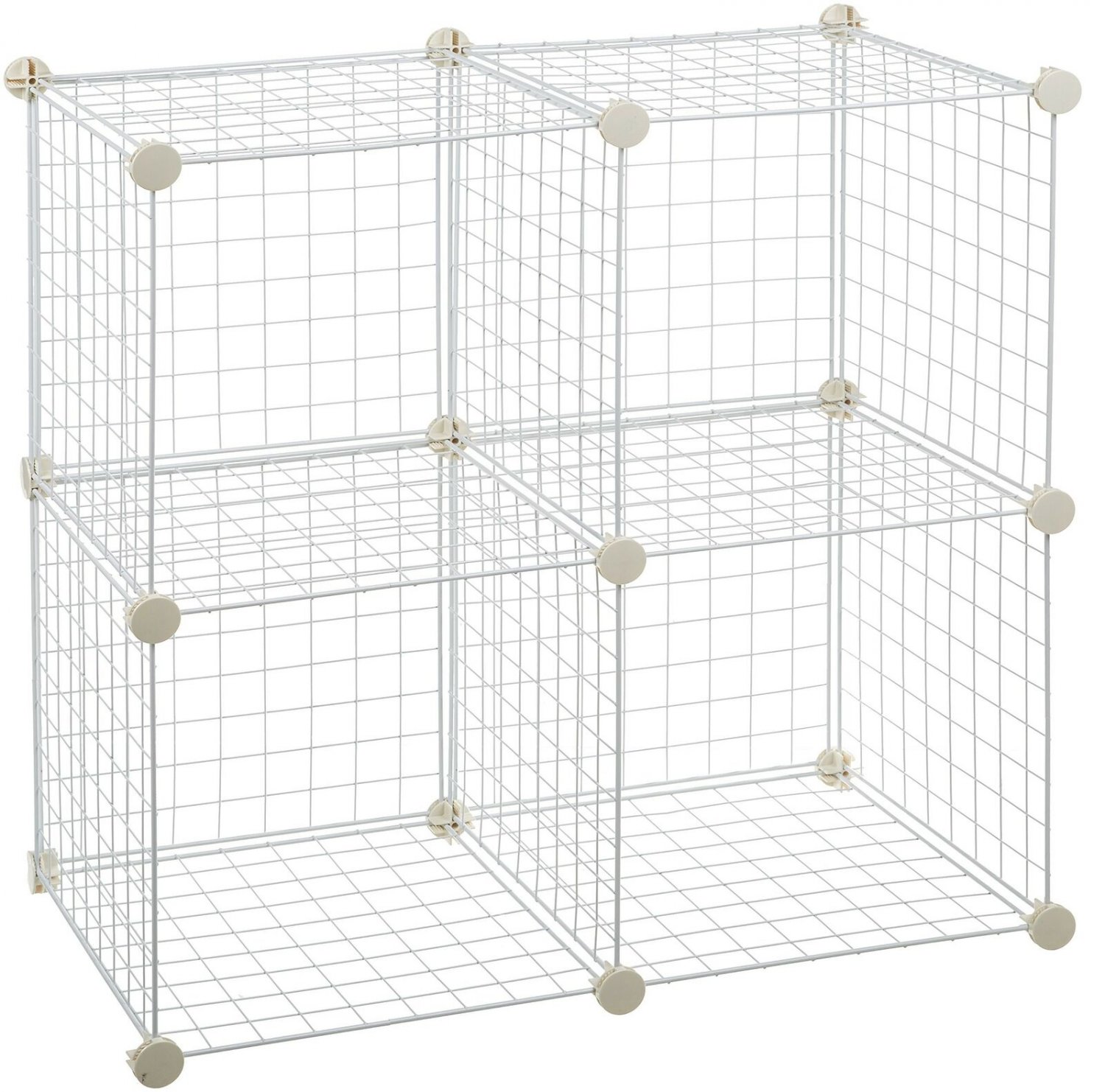 AmazonBasics 4 Cube Grid Wire Storage Shelves, White