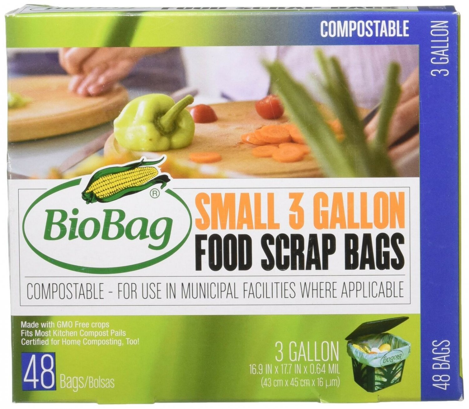 Bio Bag Compostable Small 3 Gallon Bags 48 Count by BioBag 1 Pack